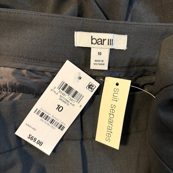 Bar III Women's Straight-Leg Charcoal Grey Pleated Dress Pants NWT - Picture 6 of 8